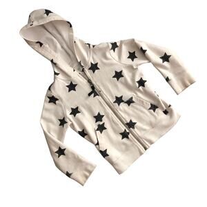 Primary white be black Star print zip hoodie size 2-3